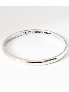 Lia Sophia Classic Silver Tone Metal Bangle Bracelet With Inscription